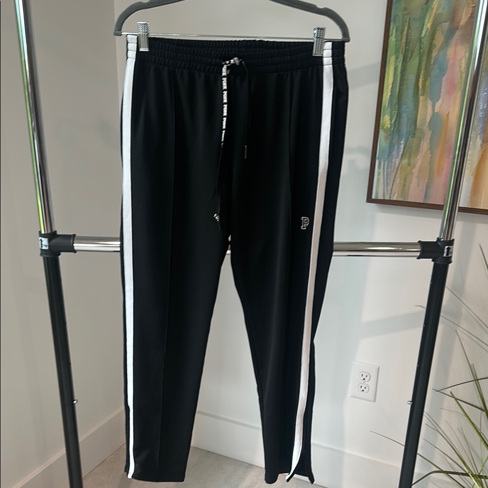 PINK Victoria's Secret Black Track Pants with White Stripes